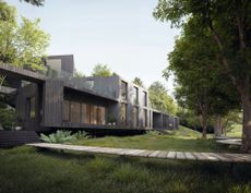 CGI of a new-build house in the woods near Wadebridge in Cornwall.