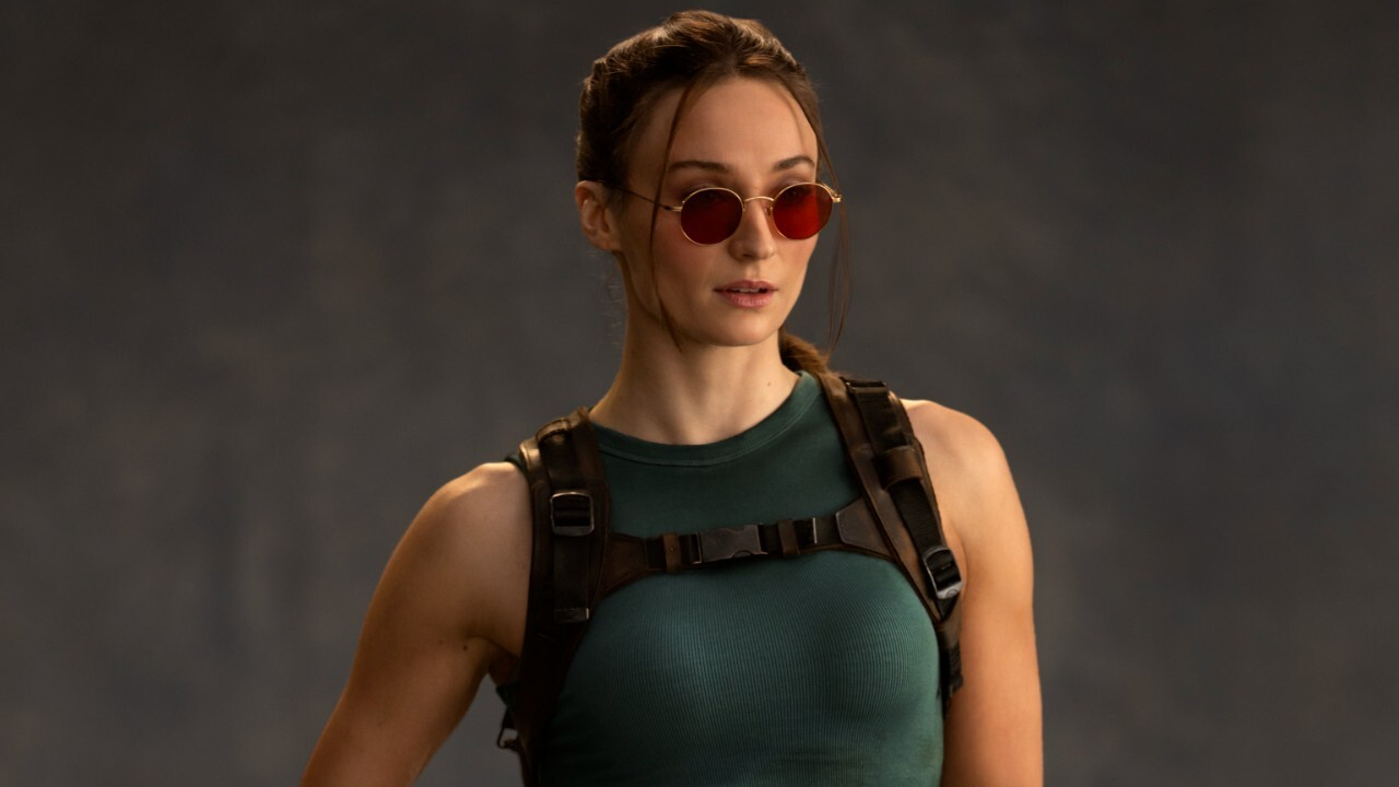 Sophie Turner as Lara Croft in a first-look image from Tomb Raider