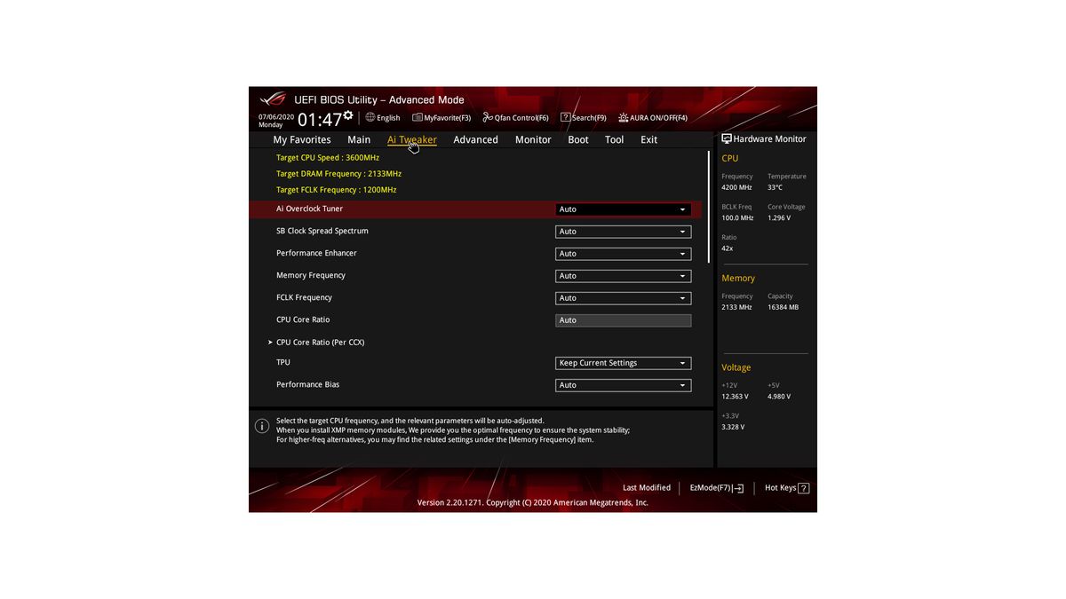 A screenshot of the main BIOS screen for the Asus ROG Strix B550-E Gaming motherboard.