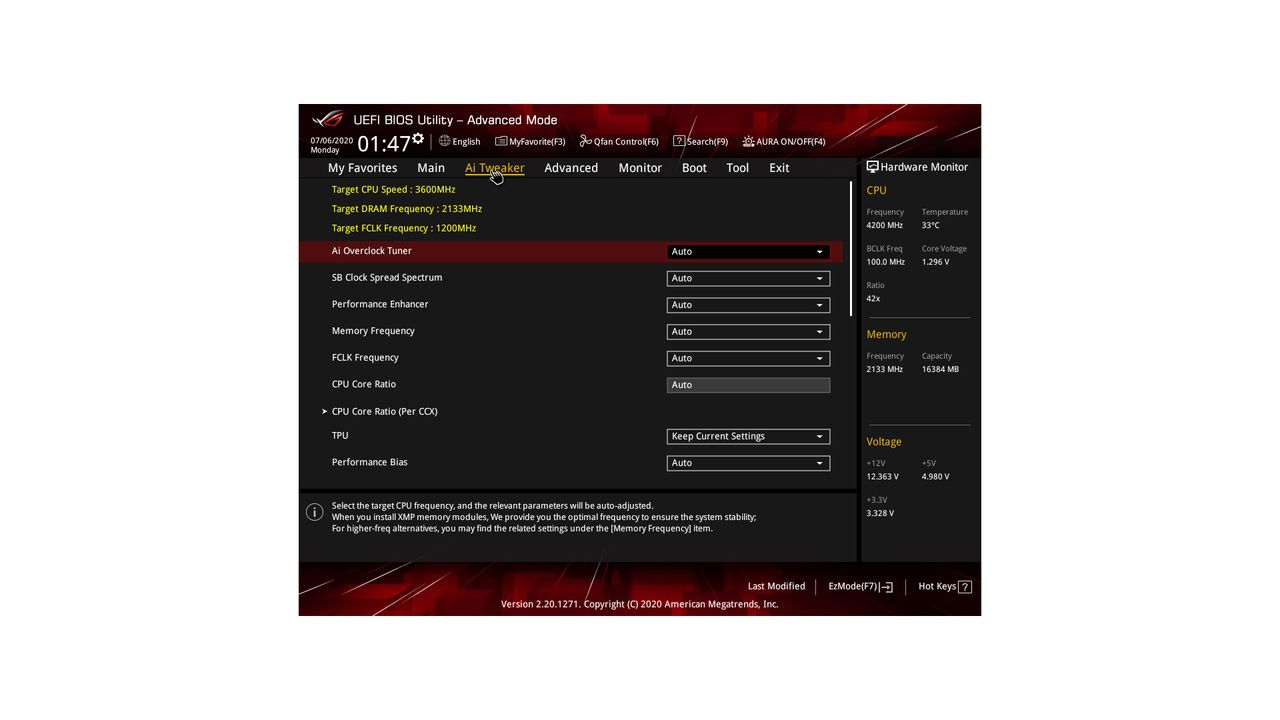 A screenshot of the main BIOS screen for the Asus ROG Strix B550-E Gaming motherboard.
