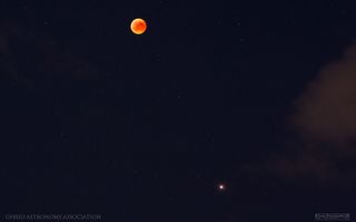 Astrophotographer Stojan Stojanovski snapped this image of the blood-red moon with Mars from Ohrid, Macedonia, on July 27, 2018.