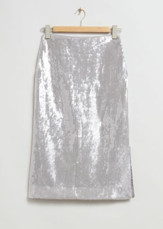 Sequinned Midi-Length Pencil Skirt