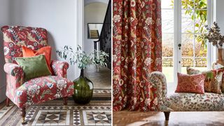 Living room with Folklore decorative fabrics to support a key interior design trends 2024