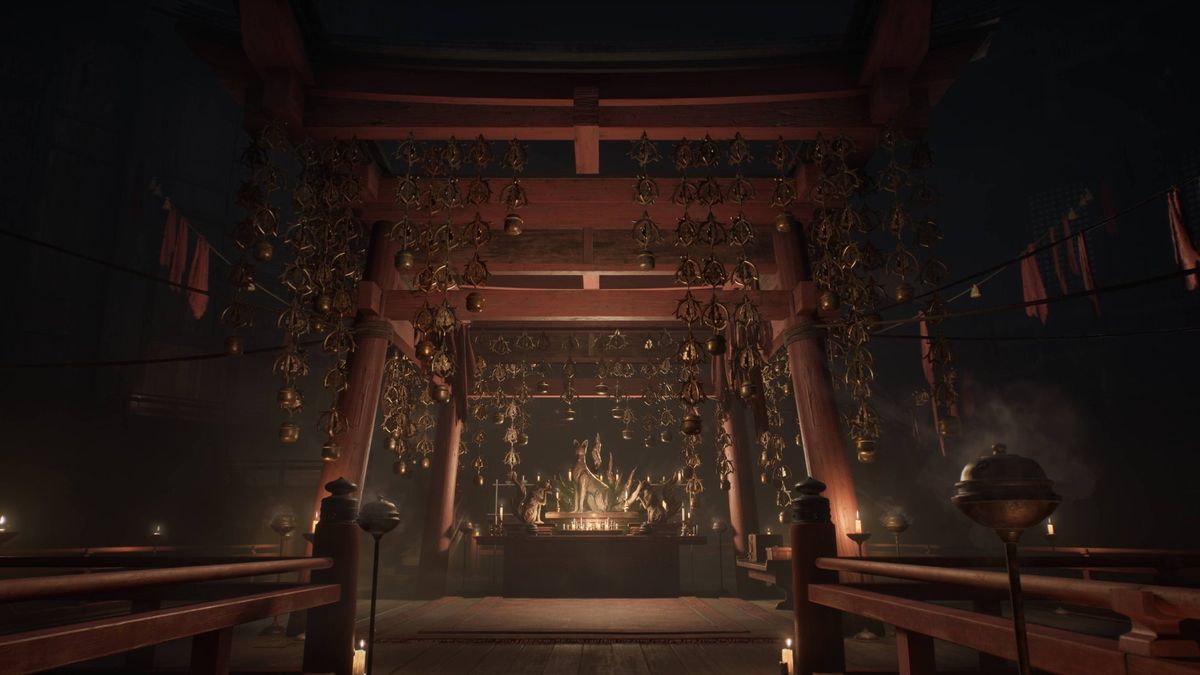 A dimly lit shrine