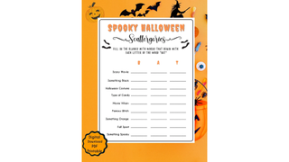 Halloween games for kids - Scattergories sheet