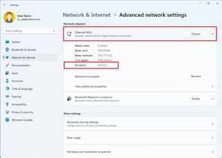 Network settings check PC uptime