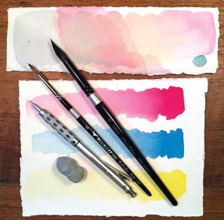 Samples of watercolour blending on Hot Press paper