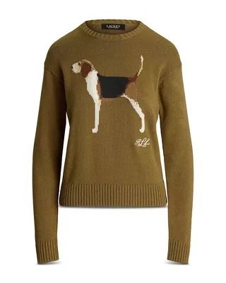 Ralph Lauren, Intarsia Knit Dachshund Cropped Sweater