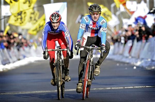 Tomas Paprstka (Czech Republic) takes the sprint over Julian Alaphilippe (France)