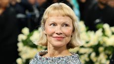 pamela anderson on a floral background