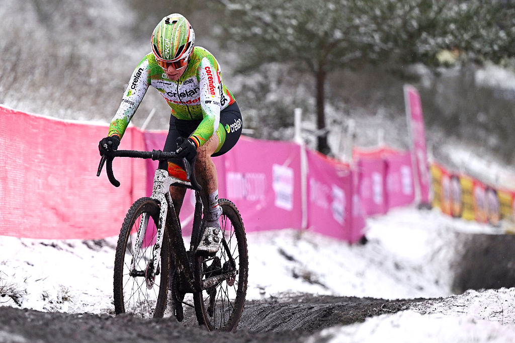 BERINGEN, BELGIUM - JANUARY 10: Marion Norbert Riberolle of Belgium competes during the 109th Belgian National Cyclo-cross Championships 2026 - Women&amp;apos;s Elite on January 10, 2026 in Beringen, Belgium. (Photo by Luc Claessen/Getty Images)