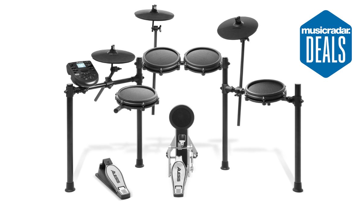 Alesis Nitro Mesh electronic drum set on a white background