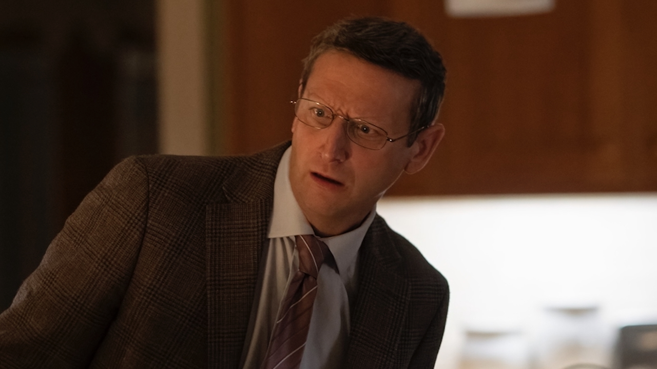 Ron staring in disbelief in The Chair Company Episode 5