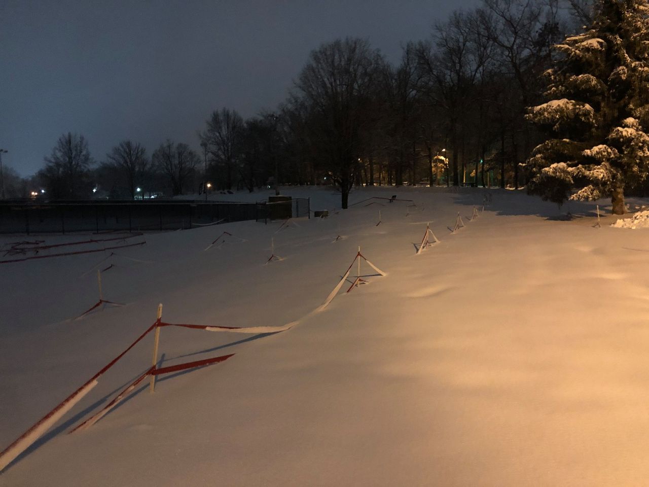 Snow covers the course for the North Carolina Grand Prix