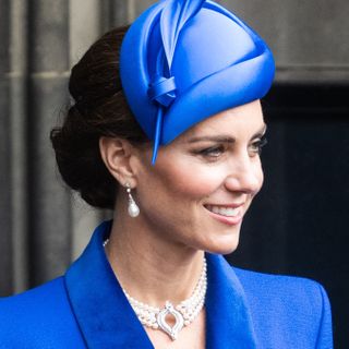 Kate Middleton, Princess of Wales, in a blue coat dress at the Scottish Coronation
