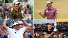 Four LIV Golfers celebrating their Open Championship wins