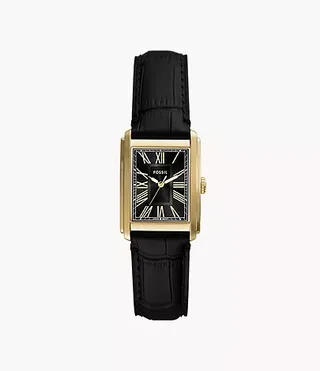 Carraway Three-Hand Black Croco Leather Watch