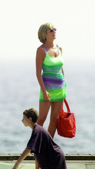 Princess Diana during a holiday in St. Tropez.