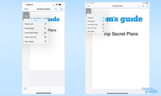 A screenshot from an iPhone and an iPad side-by-side, showing the PDF preview edit menu