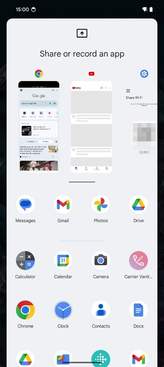 App selector for screen recorder in Android 14 QPR2