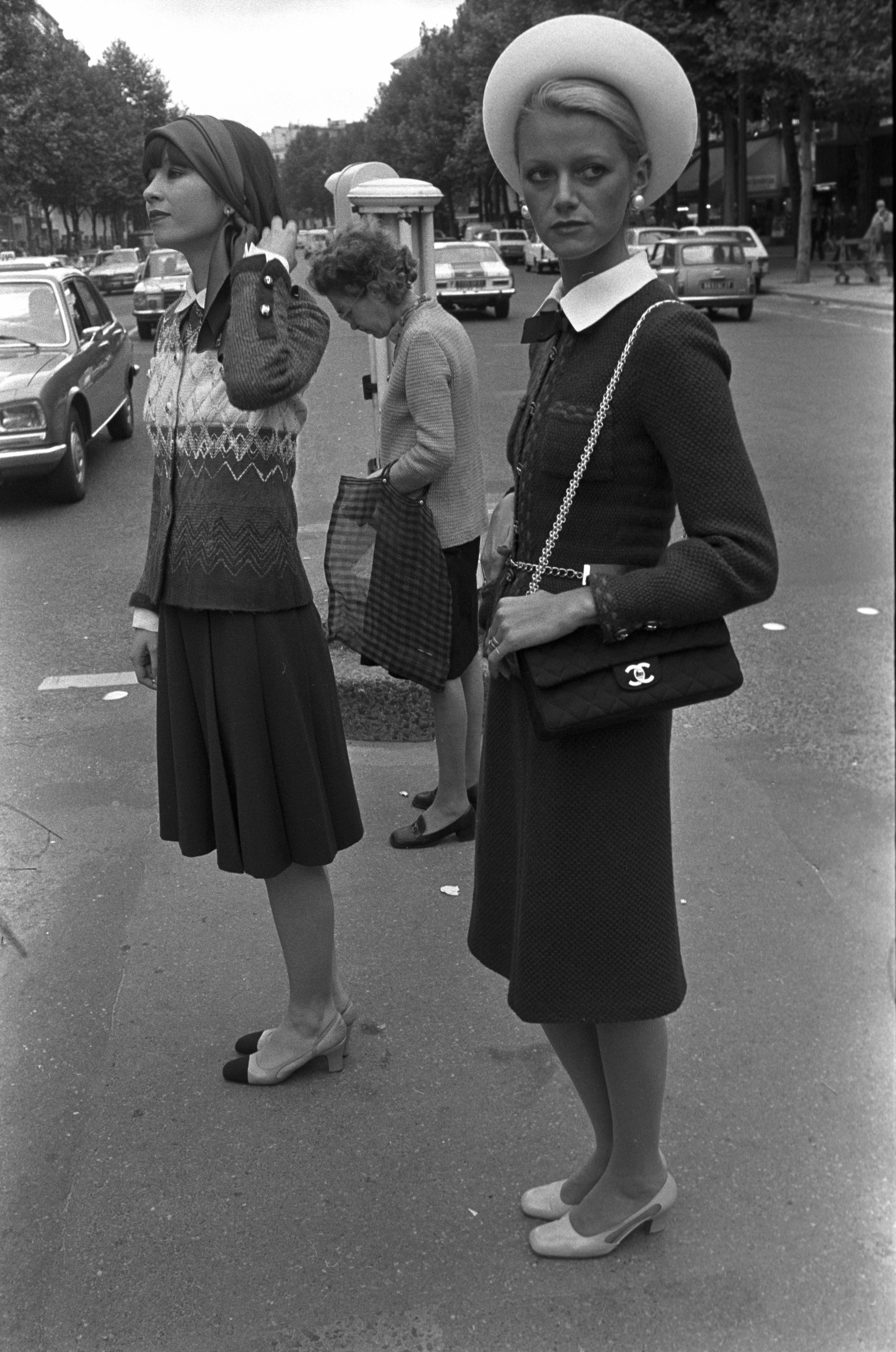 A model wearing a look from the Chanel Autumn/Winter Ready to Wear 1973 collection in Paris