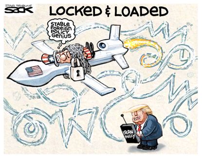 Political Cartoon U.S. Trump Iran Policy Locked And Loaded
