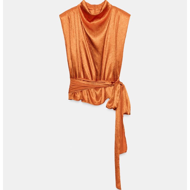 Zara, Satin Top with Bow
