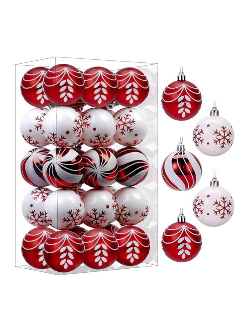 Christmas Tree Balls Ornaments, Red & White