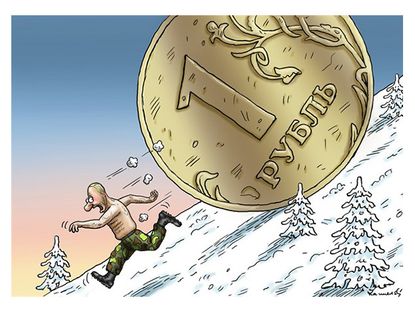 Editorial cartoon Putin falling oil prices ruble