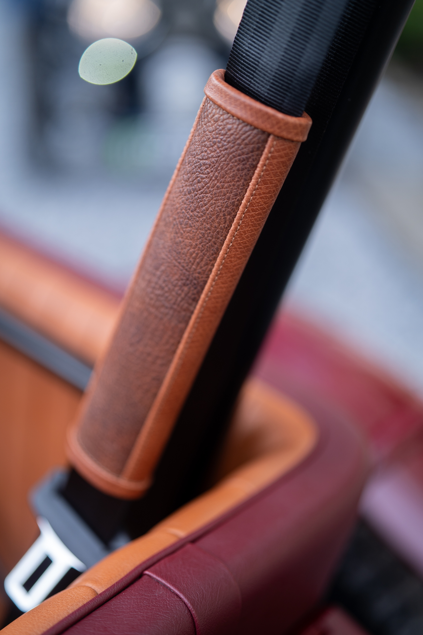 The Russian reindeer leather on the seatbelt cover