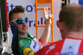Elia Viviani cut a relaxed figure ahead of the stage