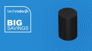 The Sonos Era 100 on a blue background with text saying Big Savings.
