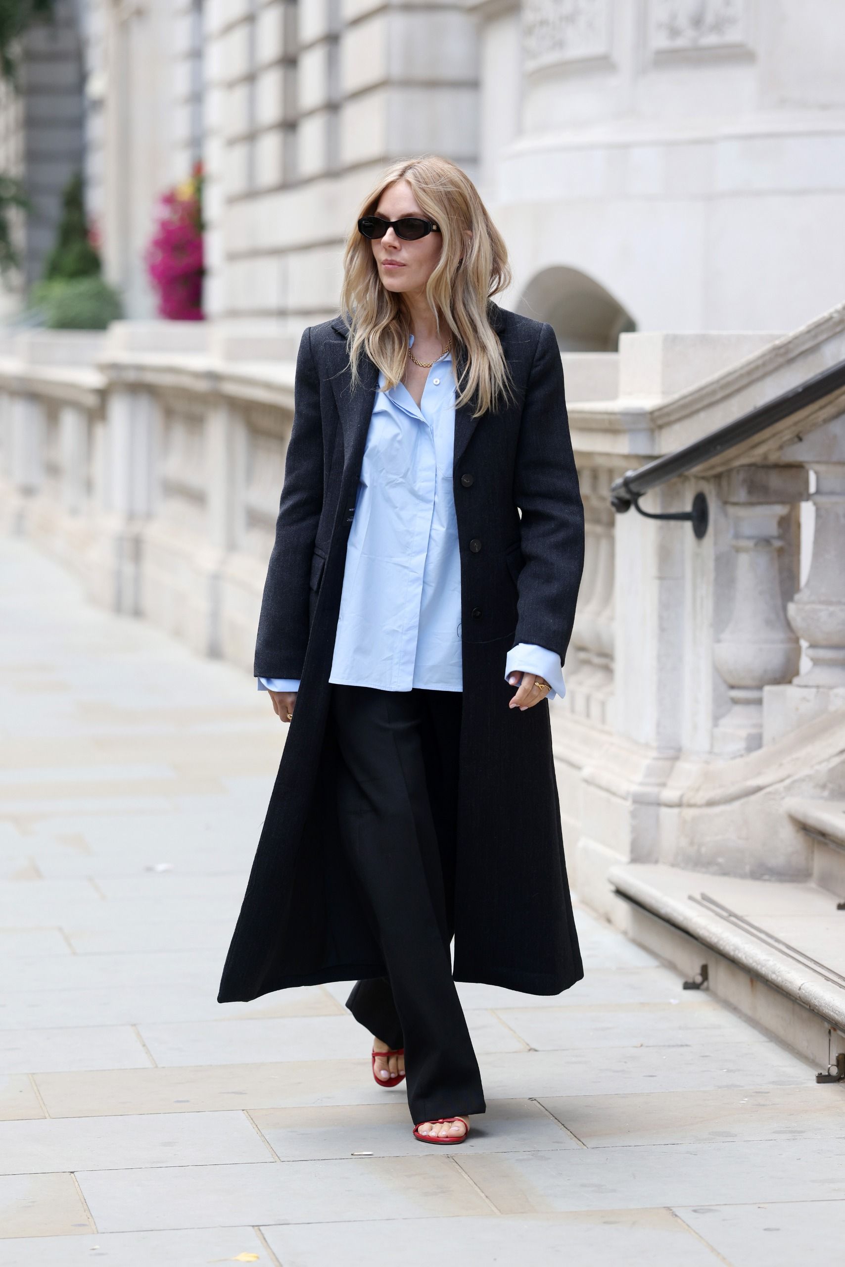 Sienna Miller styled a business-casual press tour look from Mango while promoting 'War'