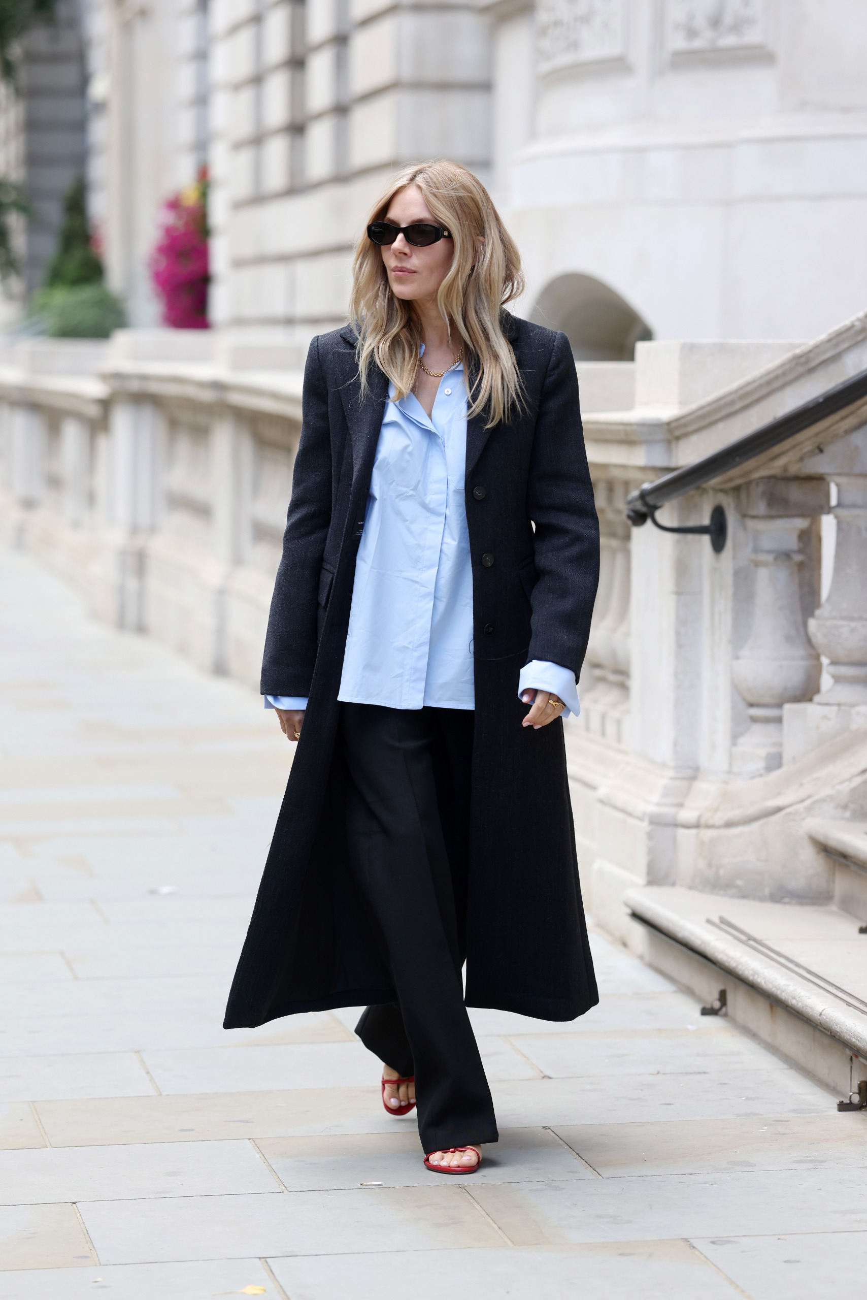 Sienna Miller styled a business-casual press tour look from Mango while promoting 'War'