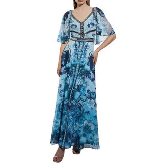 Petite Mirrored Floral Bead And Embroidered Woven Angel Maxi