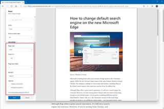 Microsoft Edge advanced print settings