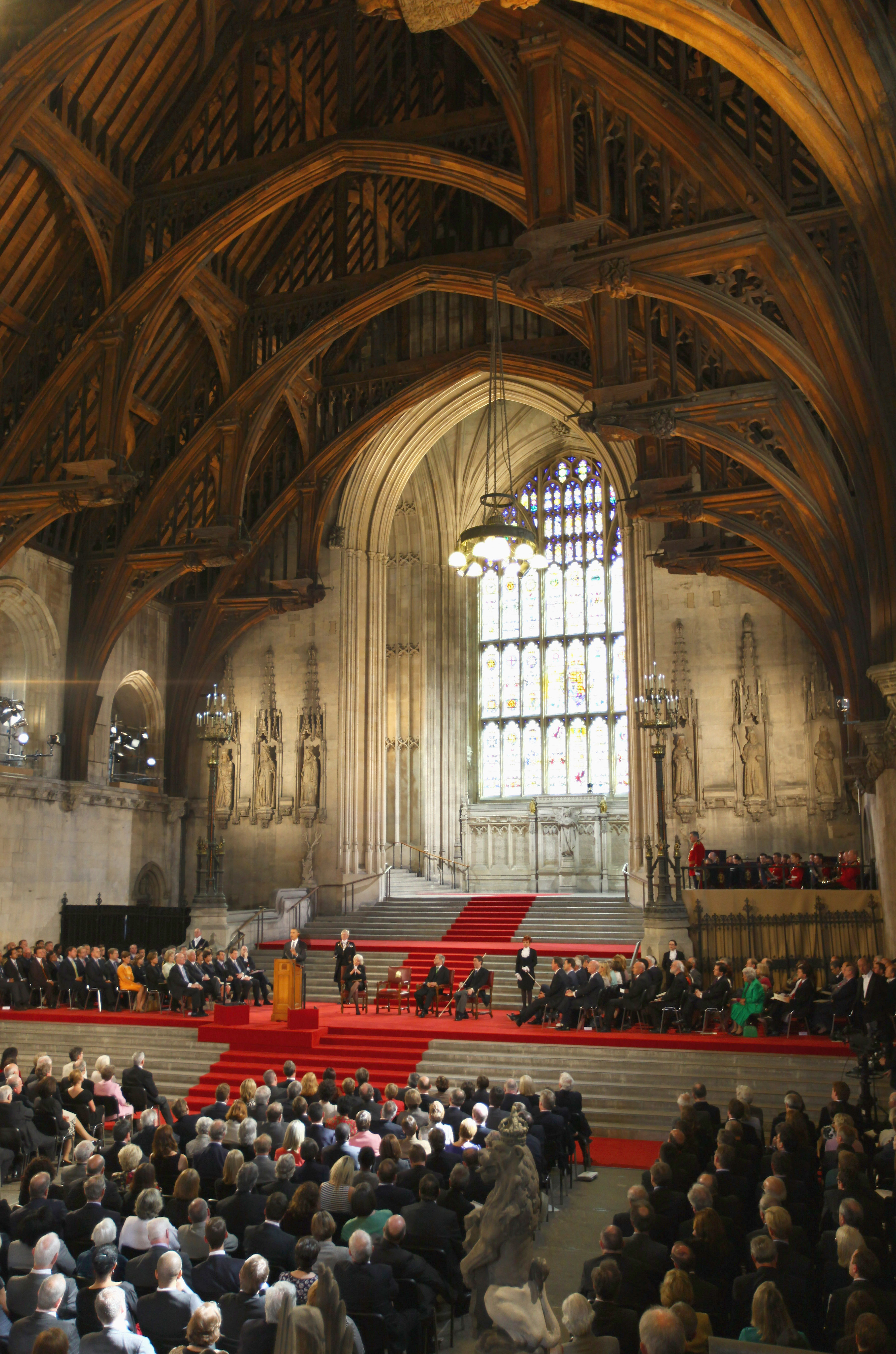 President Barack Obama addresses the members of Parliament in Westminster Hall on May 25, 2011