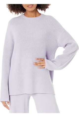 Amazon The Drop Women's Alice Crewneck Back-Slit Ribbed Pullover Sweater