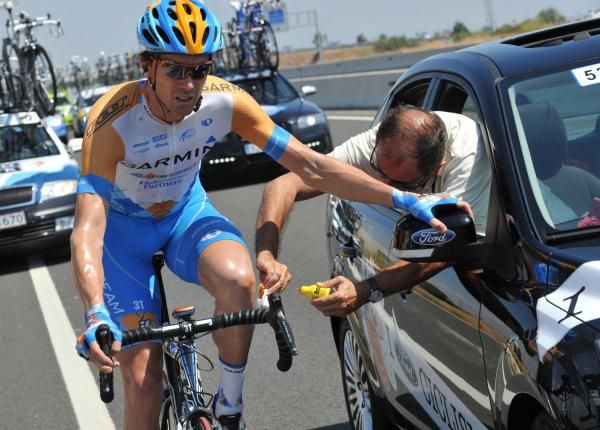 David Millar (Garmin) gets medical assistance during stage 5 of the 2009 Vuelta.