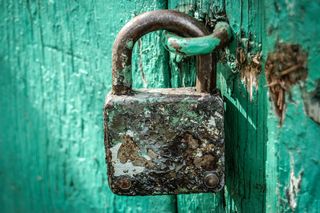 A rusty padlock