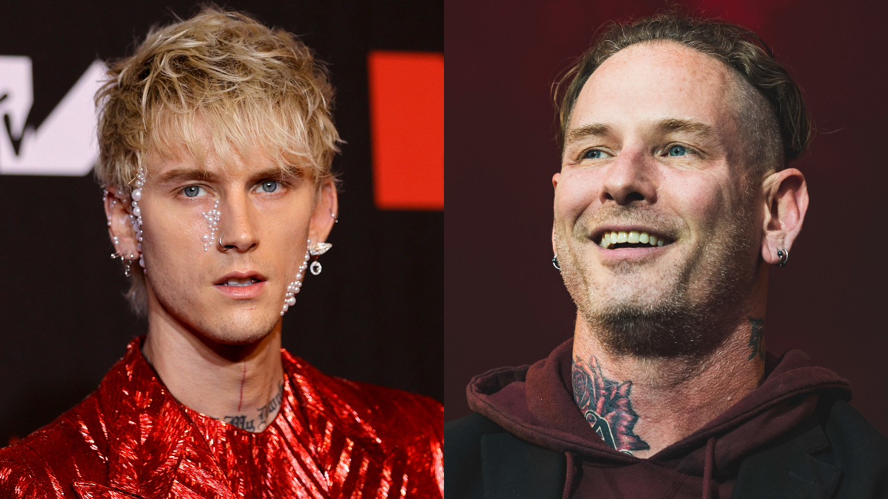 Machine Gun Kelly in 2021 and Corey Taylor in 2024