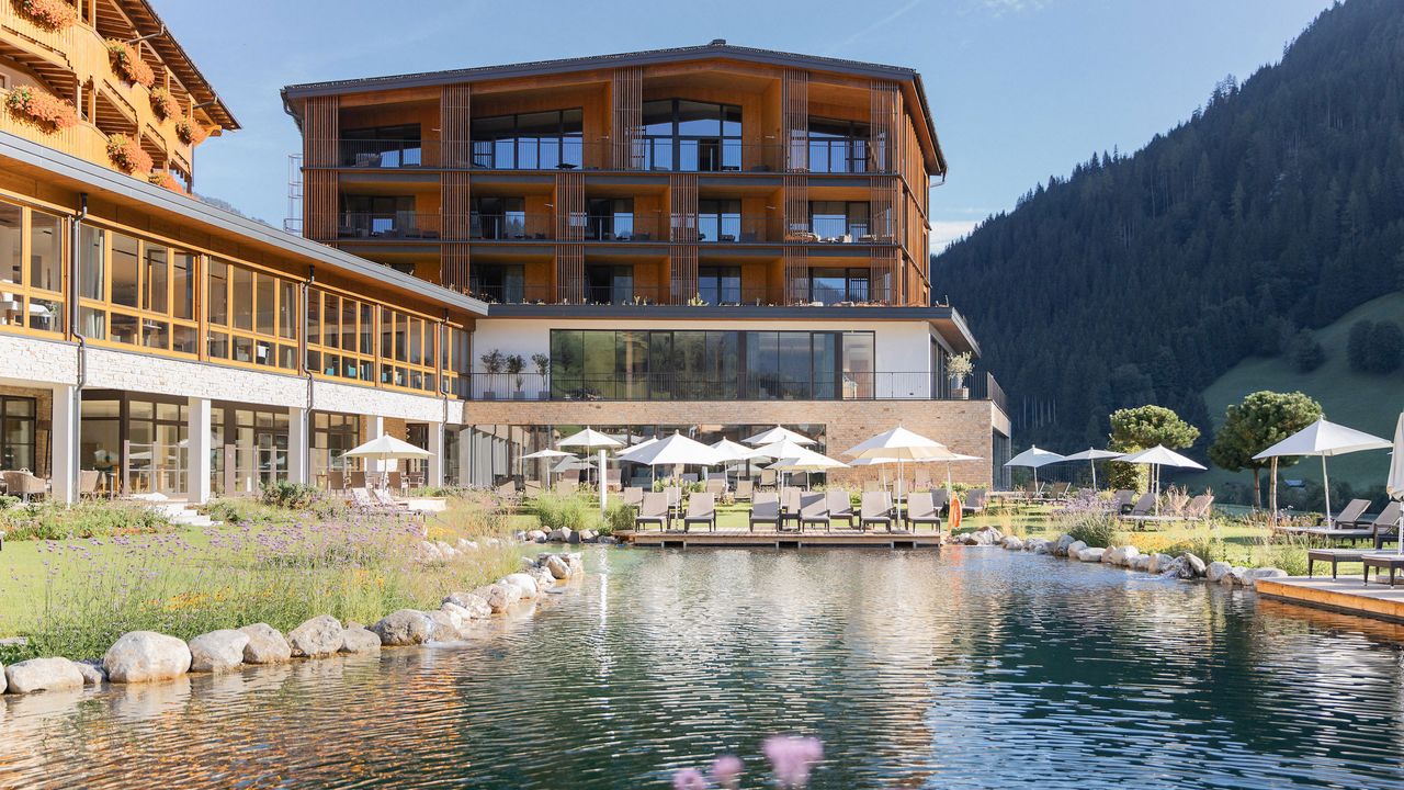 Exterior of the Hotel Nesslerhof in summer