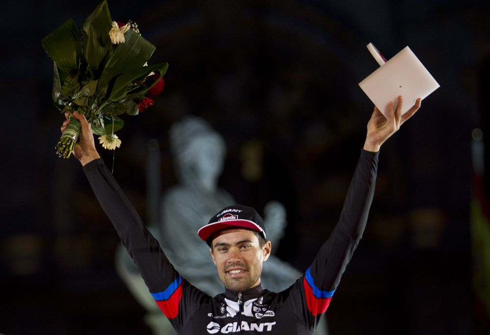 Tom Dumoulin (Giant-Alpecin) on the final Vuelta podium.