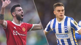 Bruno Fernandes of Man Utd and Leandro Trossard of Brighton could both feature in the Man Utd vs Brighton live stream