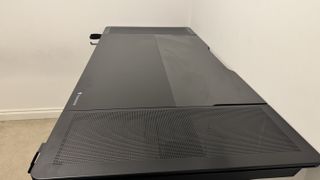 Thunder X3 Lab-X gaming desk in a living room