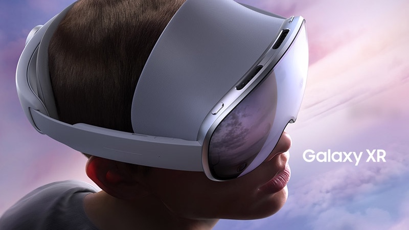 Galaxy XR being worn on someone's head