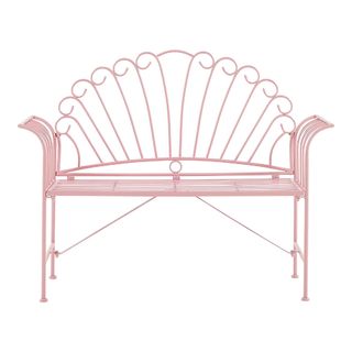 Beliani Garden Bench Pink Vintage Metal Flared Armrests 2 Seater Cavinia