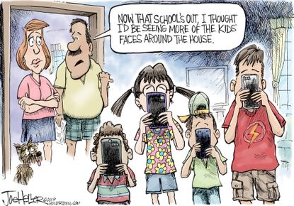 Editorial cartoon U.S. Summer Vacation Technology