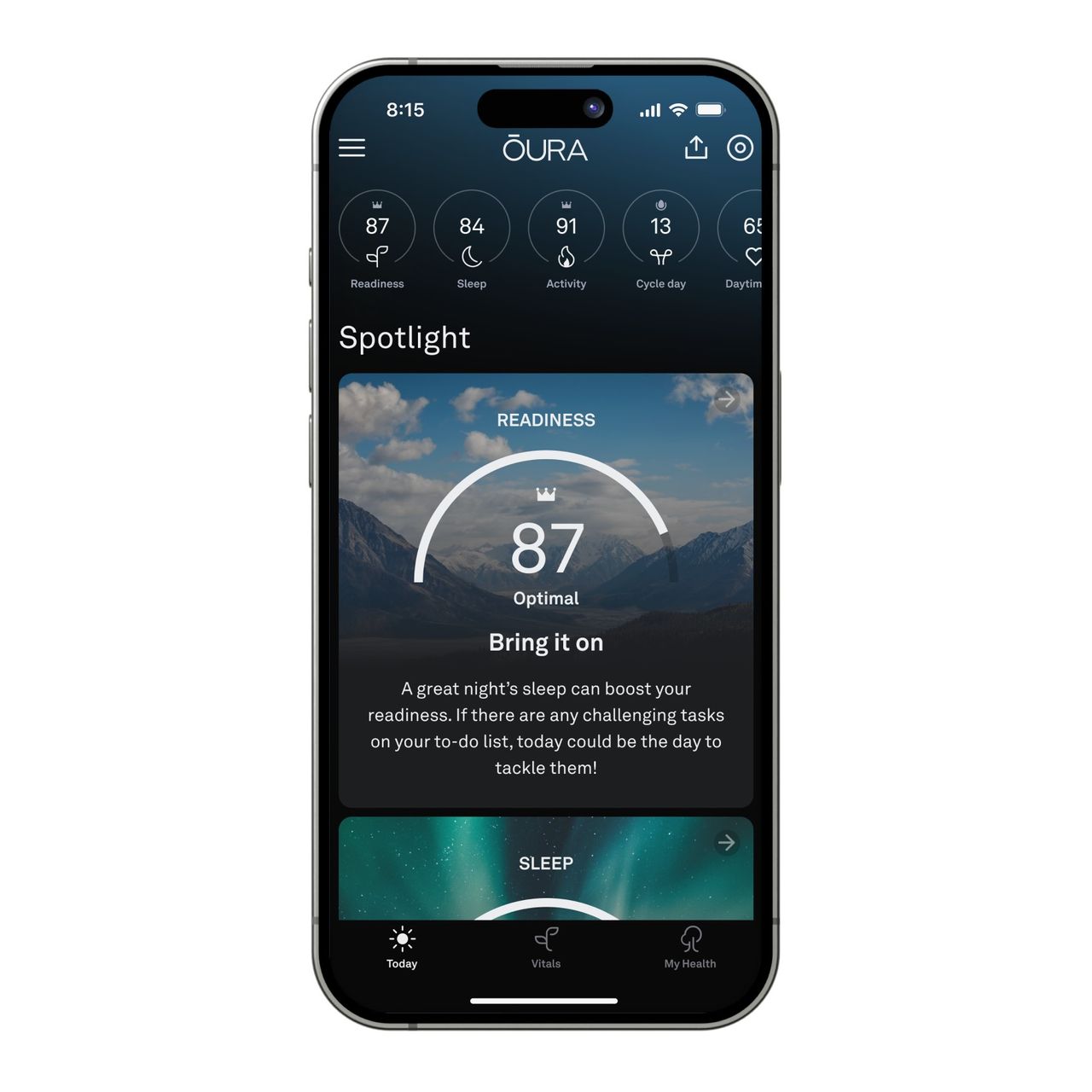 Oura app 6.0 Today tab