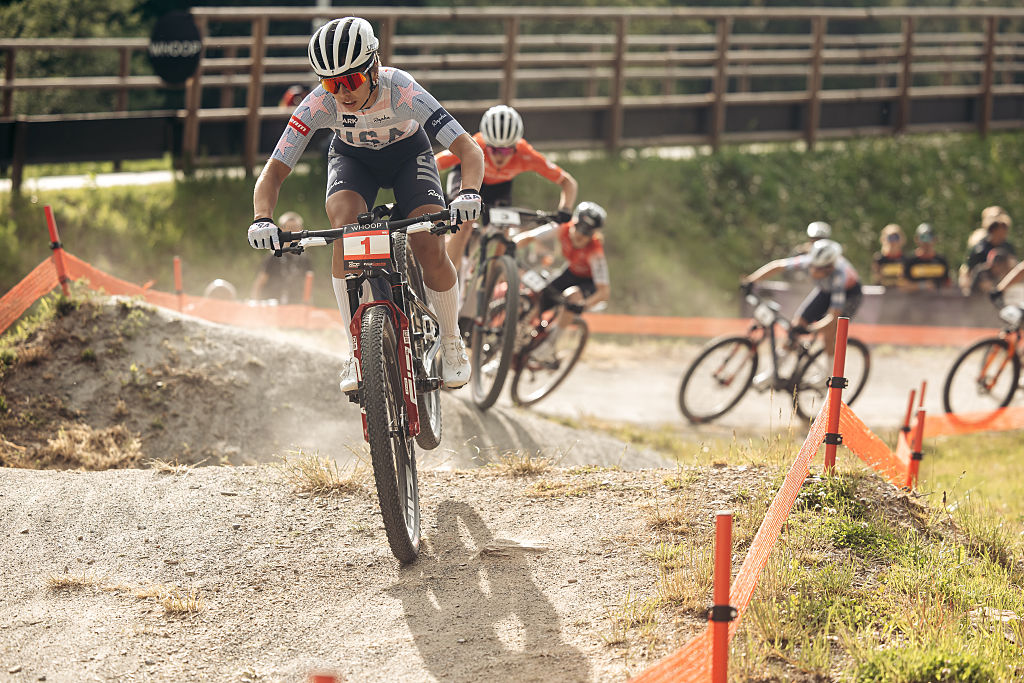 NOVE MESTO, CZECH REPUBLIC - MAY 22: Makena Kellerman of United States competes in the UCI Mountain Bike World Championships Cross Country XCC Women U23 on May 22, 2026 in NOVE MESTO, Czech Republic.  (Photo by Piotr Staron/Getty Images)